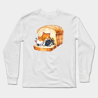 Funny Kawaii Cute Foodie Fast Food Lover Bread Toast Cat Long Sleeve T-Shirt